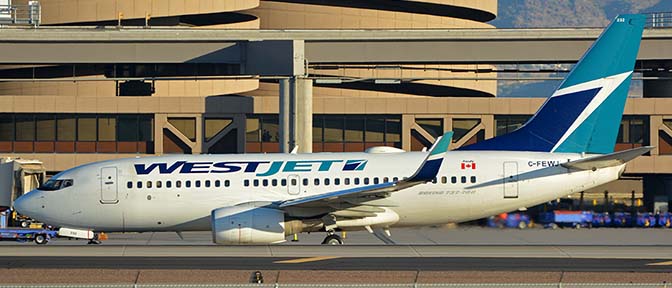 WestJet Boeing 737-7CT C-FEWJ, Phoenix Sky Harbor, November 11, 2017